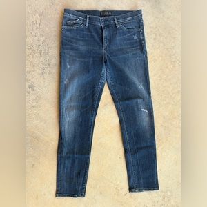 Goldsign Straight Leg Jeans with Distress, Size 31